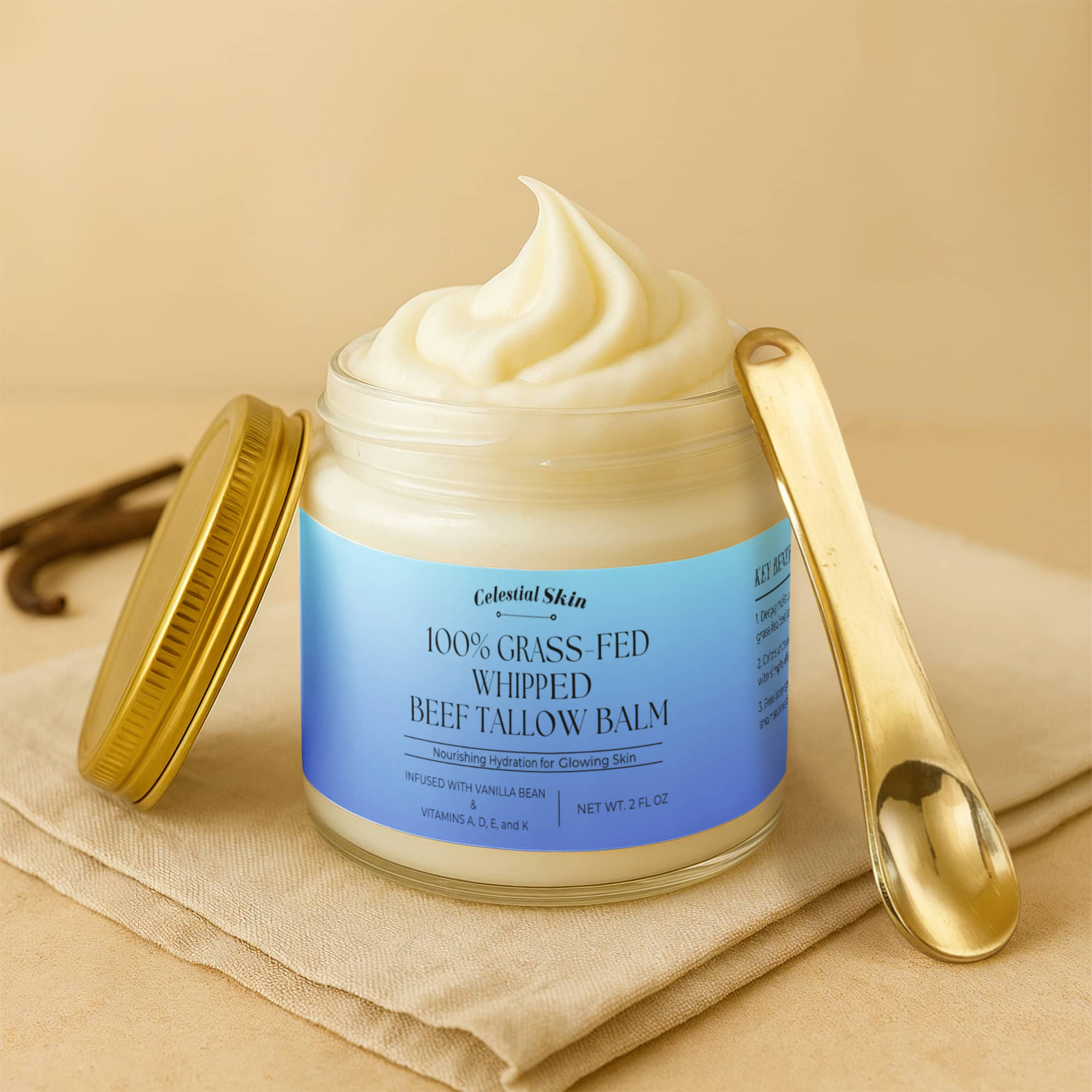 Whipped Grass-Fed Tallow Balm with Vanilla Bean