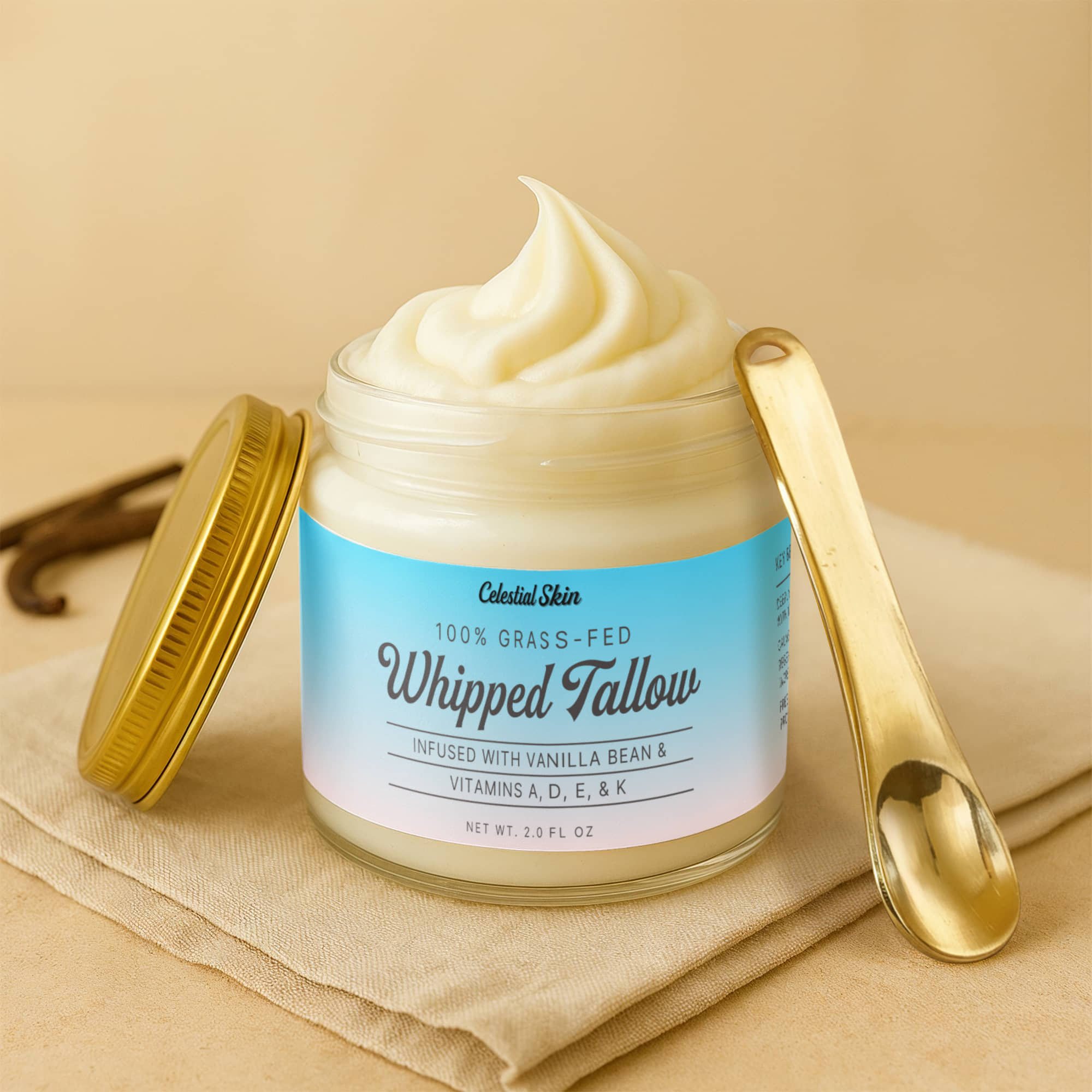 Whipped Organic Grass-Fed Tallow Balm with Vanilla Bean